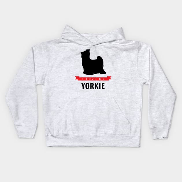 I Love My Yorkie Yorkshire Terrier Kids Hoodie by millersye